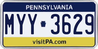 PA license plate MYY3629