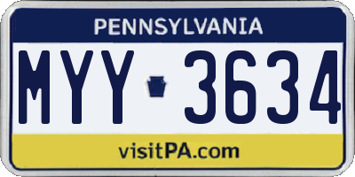PA license plate MYY3634