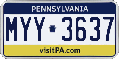 PA license plate MYY3637