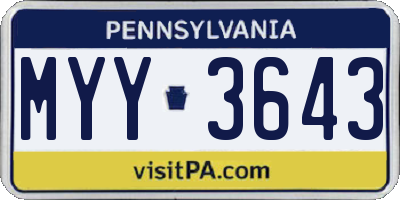 PA license plate MYY3643