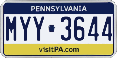 PA license plate MYY3644