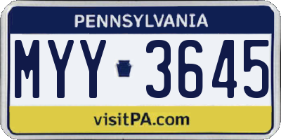 PA license plate MYY3645