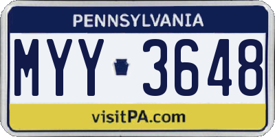 PA license plate MYY3648