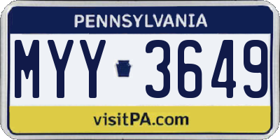 PA license plate MYY3649