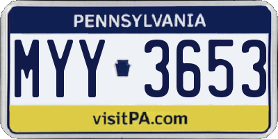 PA license plate MYY3653