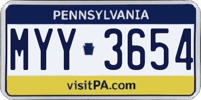 PA license plate MYY3654