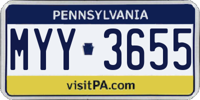 PA license plate MYY3655