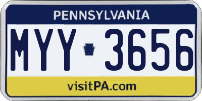 PA license plate MYY3656
