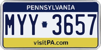 PA license plate MYY3657