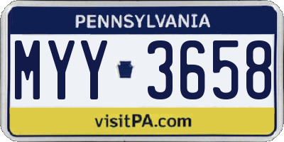 PA license plate MYY3658