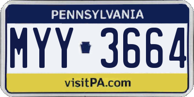 PA license plate MYY3664