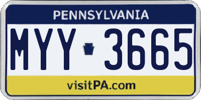 PA license plate MYY3665