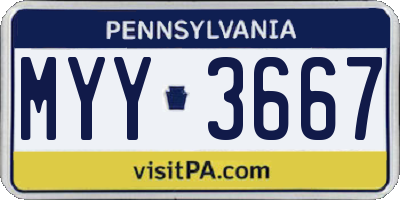 PA license plate MYY3667