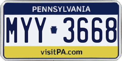 PA license plate MYY3668