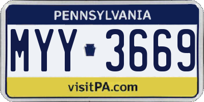 PA license plate MYY3669