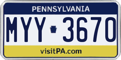 PA license plate MYY3670