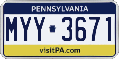 PA license plate MYY3671