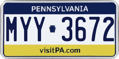 PA license plate MYY3672