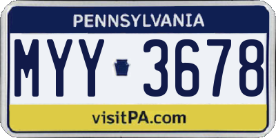 PA license plate MYY3678