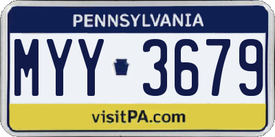 PA license plate MYY3679