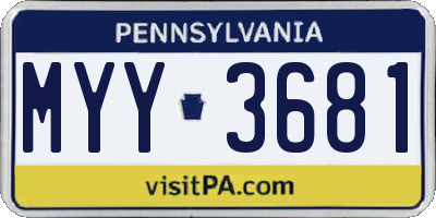 PA license plate MYY3681
