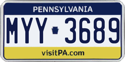 PA license plate MYY3689