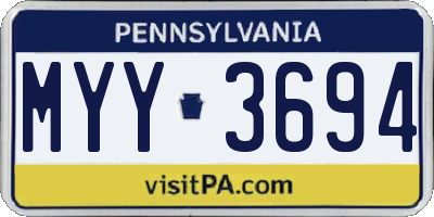 PA license plate MYY3694