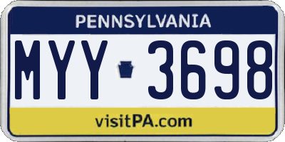 PA license plate MYY3698