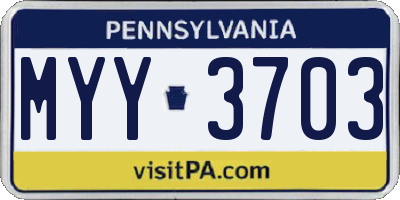 PA license plate MYY3703