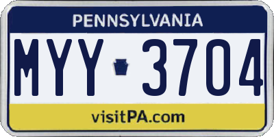PA license plate MYY3704