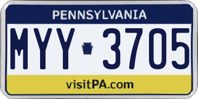 PA license plate MYY3705