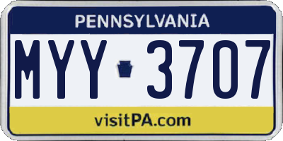 PA license plate MYY3707