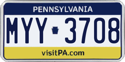 PA license plate MYY3708