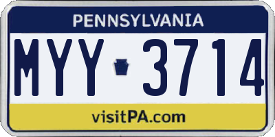 PA license plate MYY3714