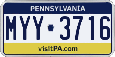 PA license plate MYY3716