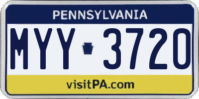 PA license plate MYY3720