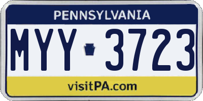 PA license plate MYY3723