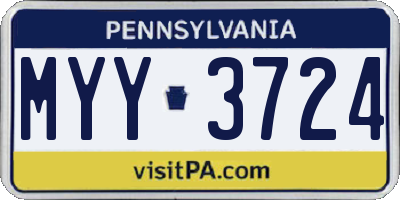 PA license plate MYY3724