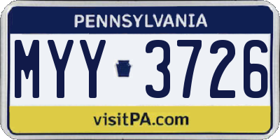PA license plate MYY3726