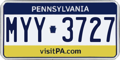 PA license plate MYY3727