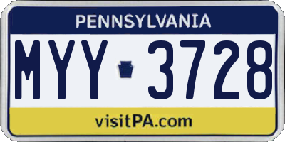 PA license plate MYY3728