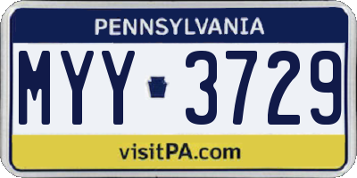 PA license plate MYY3729