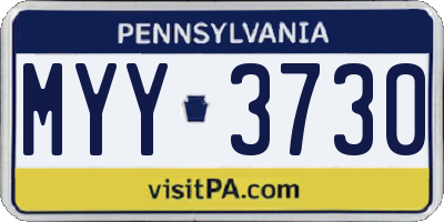 PA license plate MYY3730