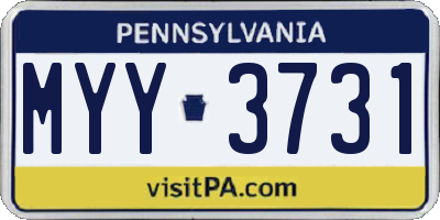 PA license plate MYY3731