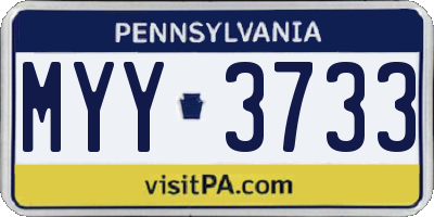 PA license plate MYY3733