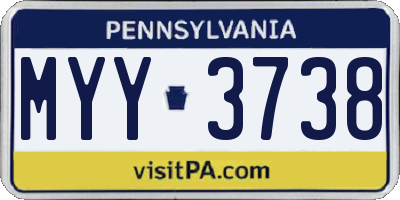 PA license plate MYY3738
