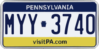 PA license plate MYY3740