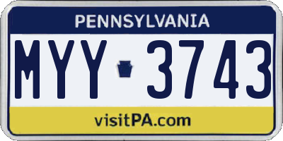 PA license plate MYY3743