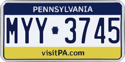 PA license plate MYY3745