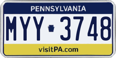 PA license plate MYY3748